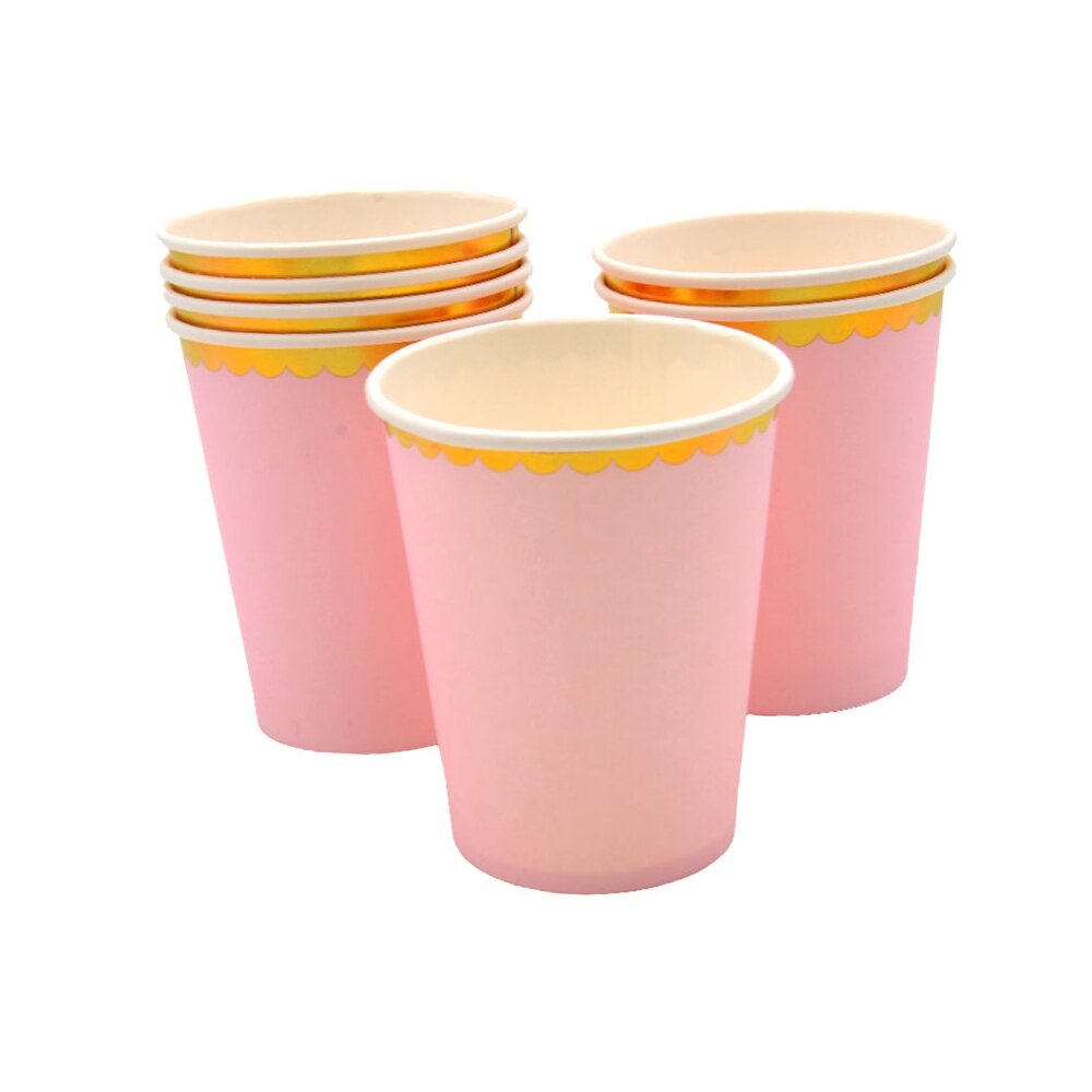 Popieriniai puodeliai, rožiniai, 10 vnt., 220 ml kaina ir informacija | Dekoracijos šventėms | pigu.lt
