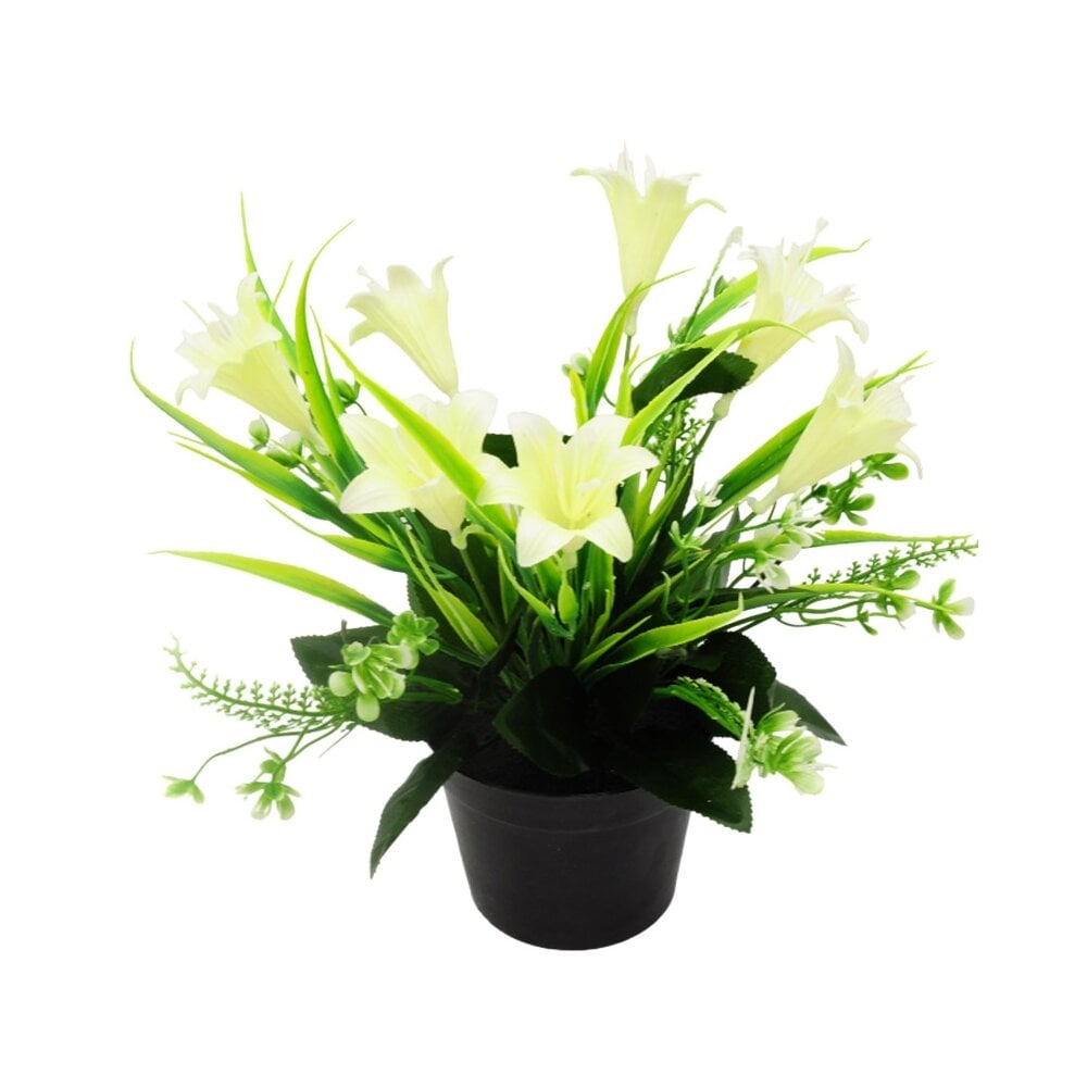 Dirbtinė lelijų puokštė vazone цена и информация | Dirbtinės gėlės | pigu.lt