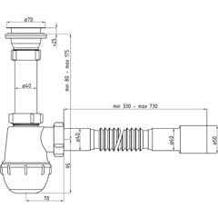 Praustuvo plastikinis sifonas su lanksčia žarna, 50 mm 150103 kaina ir informacija | Sifonai | pigu.lt