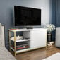 TV stovas Asir, 89,6x35,3x50,8 cm, auksinis/baltas kaina ir informacija | TV staliukai | pigu.lt