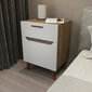Naktinis staliukas Asir, 45x36,8x63 cm, baltas/rudas kaina ir informacija | Spintelės prie lovos | pigu.lt