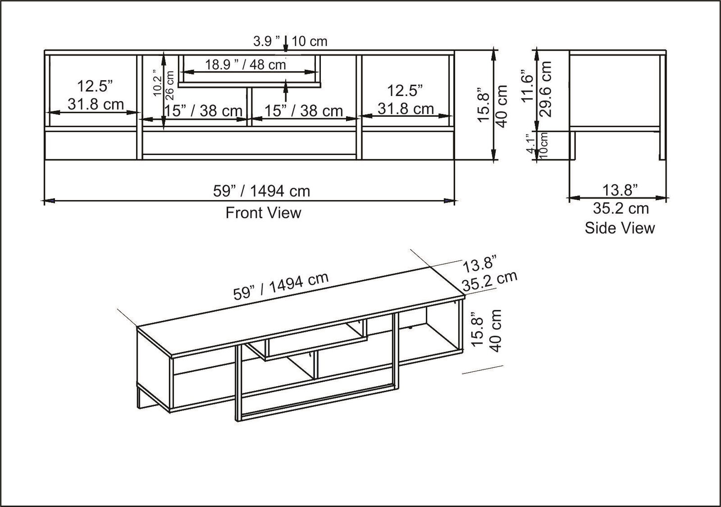 TV stovas Asir, 150x35,2x40 cm, juodas цена и информация | TV staliukai | pigu.lt