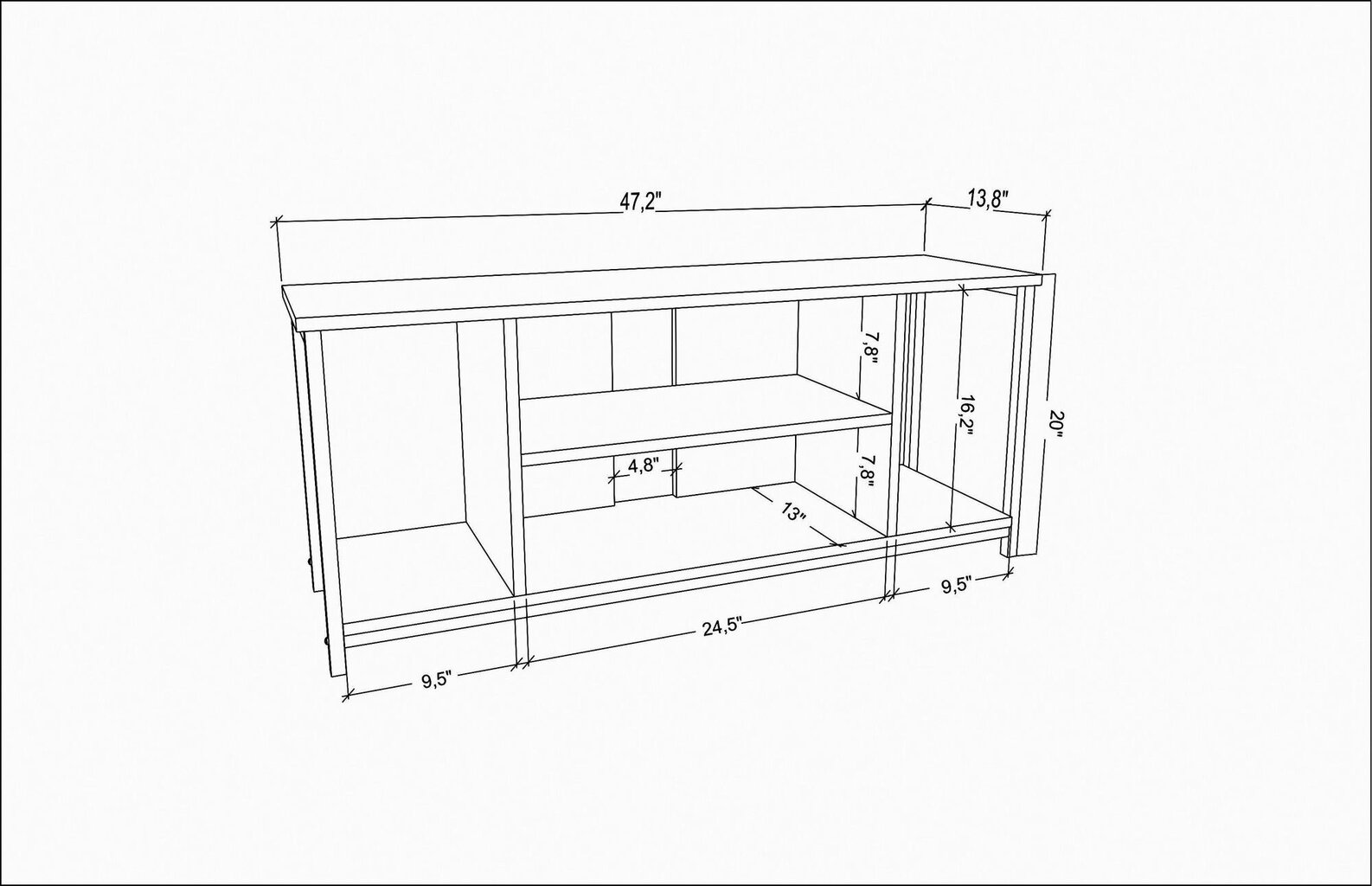 TV stovas Asir, 120x35x50,8 cm, pilkas/juodas kaina ir informacija | TV staliukai | pigu.lt