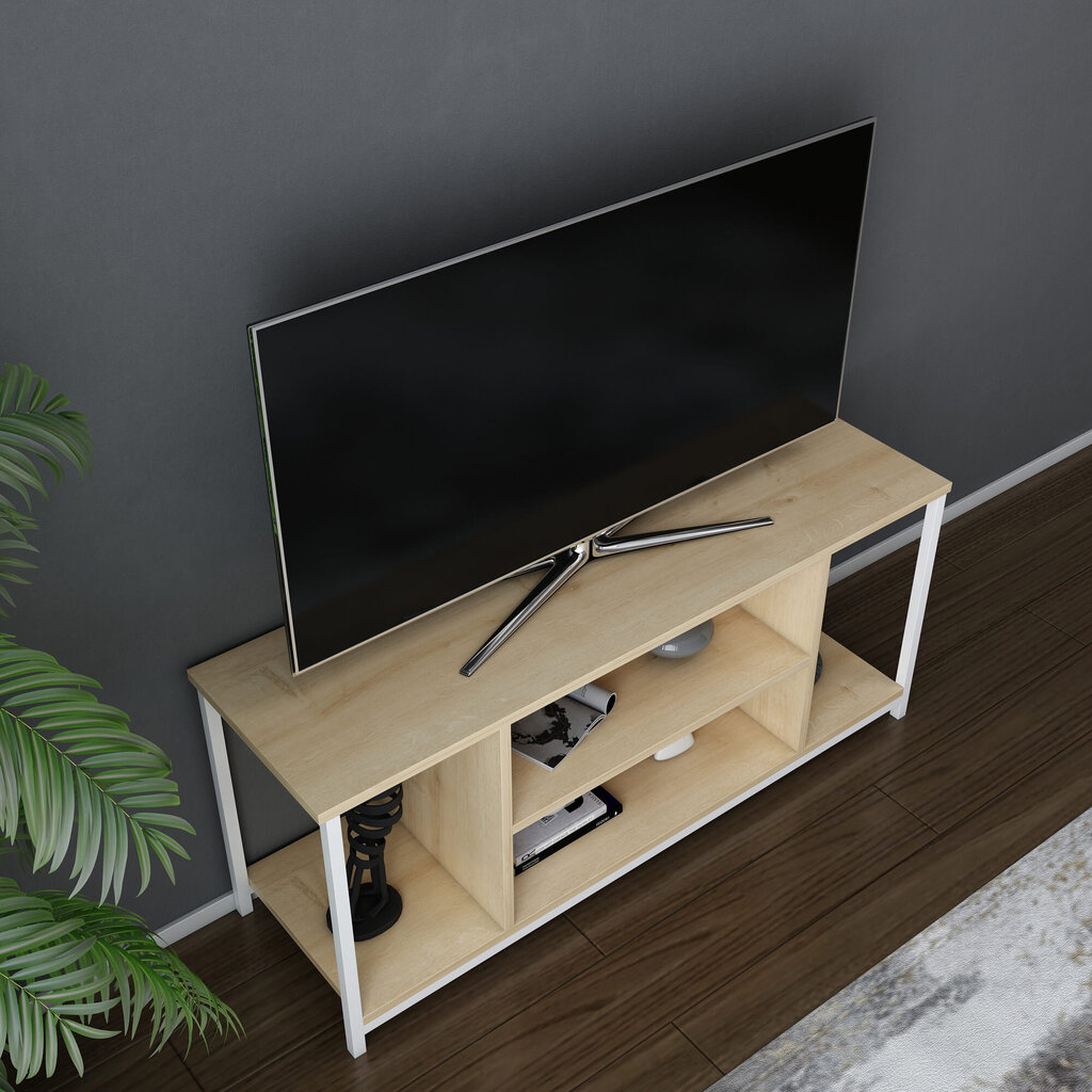 TV stovas Asir, 120x35x50,8 cm, baltas/smėlio spalvos цена и информация | TV staliukai | pigu.lt
