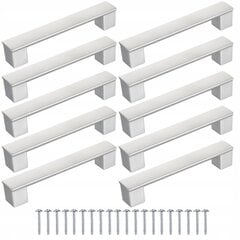 10 шт Мебельная ручка арочная Серебро 96 мм + винты цена и информация | Ручки для мебели | pigu.lt