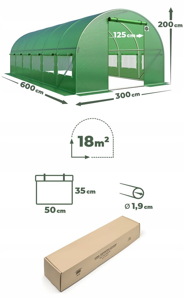 Sodo tunelis - šiltnamis 6x3 m цена и информация | Šiltnamiai | pigu.lt