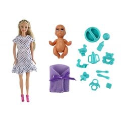 Nėščia lėlė su balta suknele ir priedais Lean Toys, 14d. цена и информация | Игрушки для девочек | pigu.lt