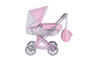 Lėlių vežimėli su stogeliu, rožinis/pilkas kaina ir informacija | Žaislai mergaitėms | pigu.lt