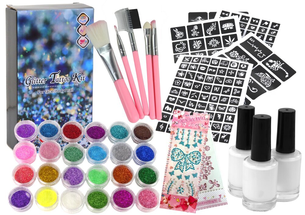 Tatuiruočių rinkinys vaikams Glitter Tattoo Kit, 187 vnt. kaina ir informacija | Kosmetika vaikams ir mamoms | pigu.lt