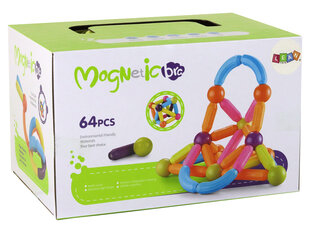 Magnetinių kaladėlių rinkinys Lean Toys ,64 d. цена и информация | Конструкторы и кубики | pigu.lt