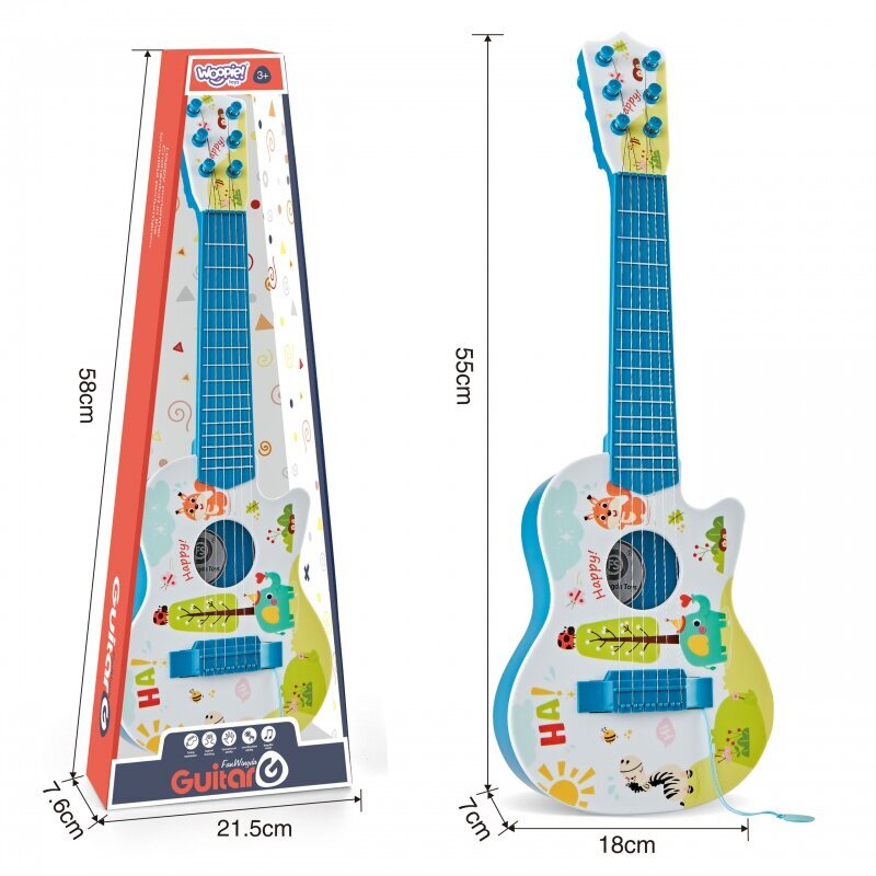 Vaikiška gitara Woopie, mėlyna kaina ir informacija | Lavinamieji žaislai | pigu.lt