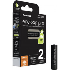 Įkraunamos baterijos Panasonic Eneloop PRO HR03/AAA 930mAh - 2 vnt. kaina ir informacija | Elementai | pigu.lt