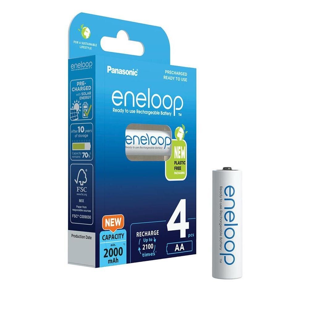 Įkraunamos baterijos Panasonic Eneloop HR6/AA 2000mAh - 4 vnt. kaina ir informacija | Elementai | pigu.lt