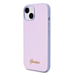 Guess PU Leather Iridescent Metal Script Case for iPhone 15 Purple цена и информация | Чехлы для телефонов | pigu.lt