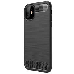 „Carbon“ твердый силиконовый чехол (TPU) - черный (iPhone 11) цена и информация | Чехлы для телефонов | pigu.lt