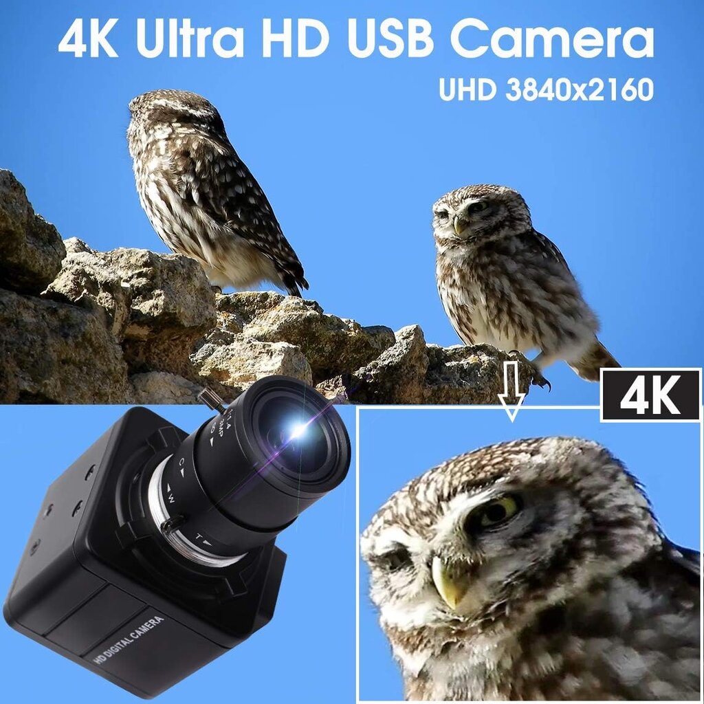 Svpro internetinė kamera, 4K Ultra HD, 2,8–12 mm, juoda kaina ir informacija | Kompiuterio (WEB) kameros | pigu.lt