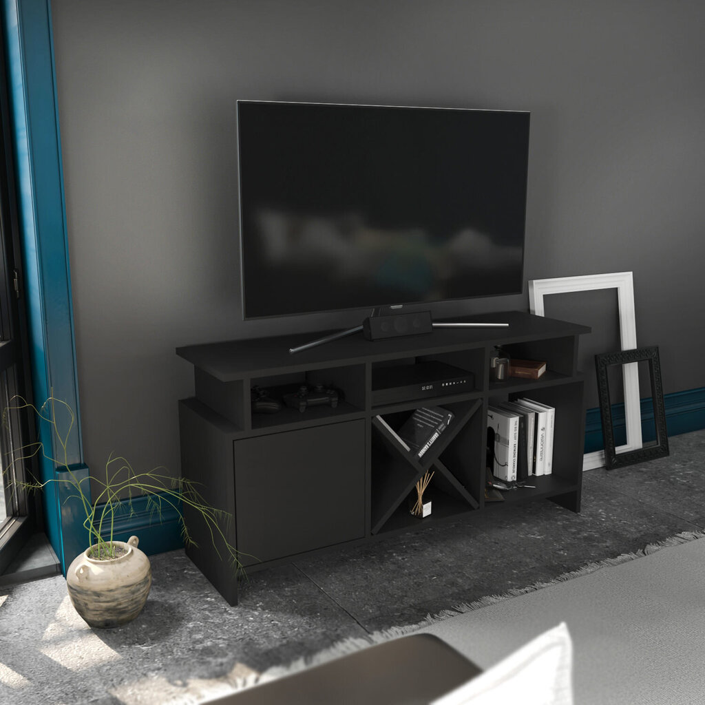 TV stovas Asir, 120x29,9x60,6 cm, pilkas kaina ir informacija | TV staliukai | pigu.lt