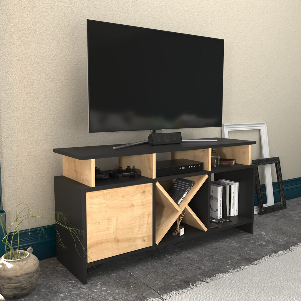 TV stovas Asir, 120x29,9x60,6 cm, pilkas/rudas kaina ir informacija | TV staliukai | pigu.lt
