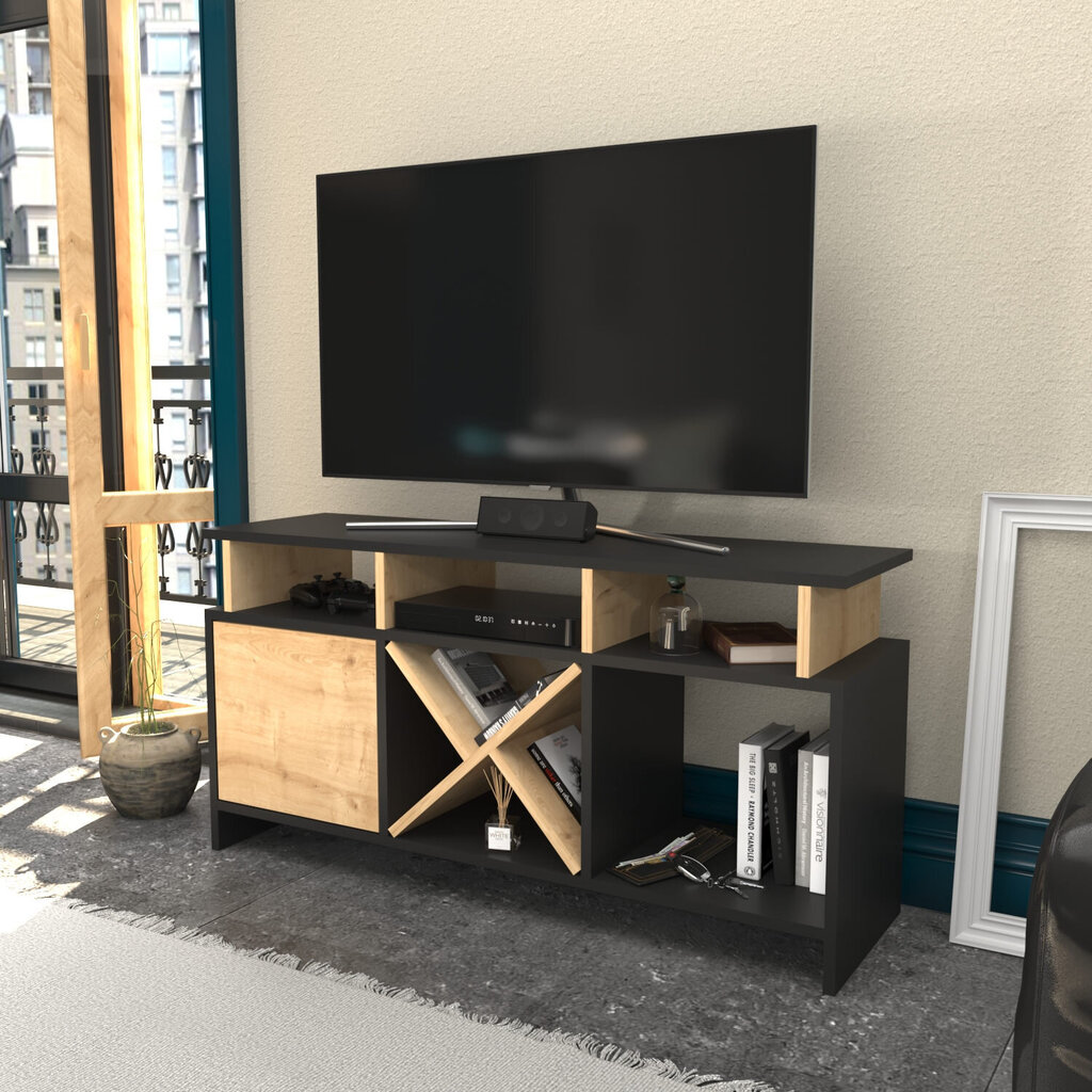 TV stovas Asir, 120x29,9x60,6 cm, pilkas/rudas kaina ir informacija | TV staliukai | pigu.lt