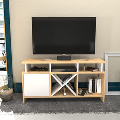 TV stovas Asir, 120x29,9x60,6 cm, smėlio spalvos/baltas kaina ir informacija | TV staliukai | pigu.lt