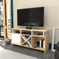 TV stovas Asir, 120x29,9x60,6 cm, smėlio spalvos/baltas kaina ir informacija | TV staliukai | pigu.lt