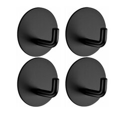 Крючки клейкие черного цвета, 4 шт. цена и информация | Набор акскссуаров для ванной | pigu.lt