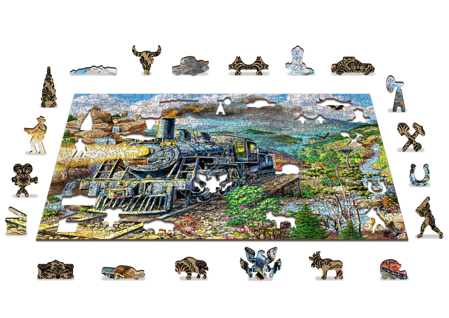 Medinė dėlionė Wooden City Geležinkelis, 505 d. kaina ir informacija | Dėlionės (puzzle) | pigu.lt