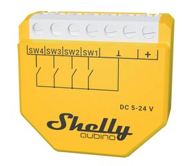 Контроллер цифрового ввода Wifi Shelly Qubino Wave i4 DC цена и информация | Системы безопасности, контроллеры | pigu.lt