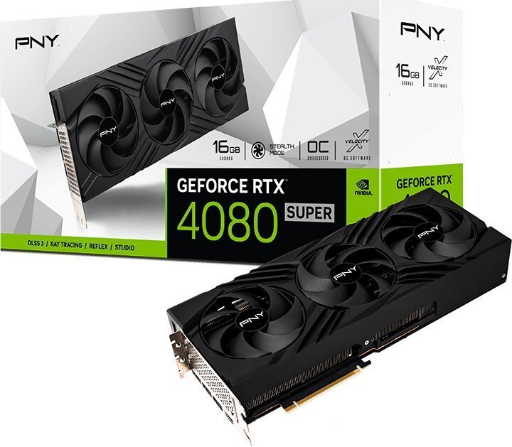 PNY GeForce RTX 4080 Super OC LED TF Verto (VCG4080S16TFXPB1-O) цена и информация | Vaizdo plokštės (GPU) | pigu.lt