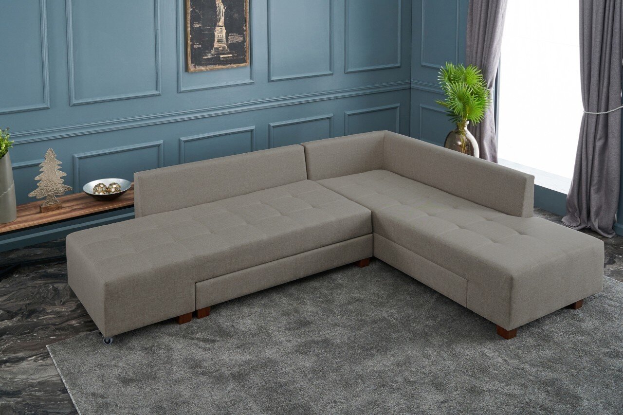 Minkštas kampas Asir Manama Corner Sofa Bed Right, smėlio spalvos kaina ir informacija | Minkšti kampai | pigu.lt