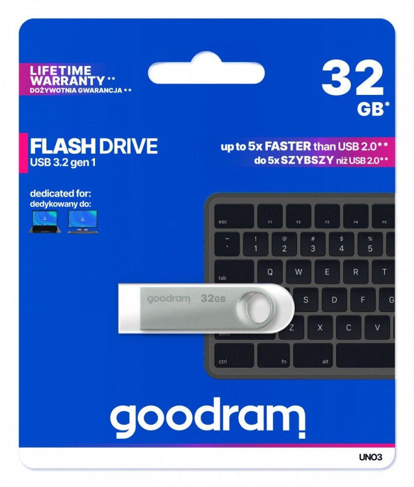 Goodram Pendrive UNO3 32GB USB 3.2 kaina ir informacija | USB laikmenos | pigu.lt