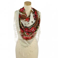 Женский платок с цветами и бахромой 13023-2 цена и информация | Шарф женский | pigu.lt