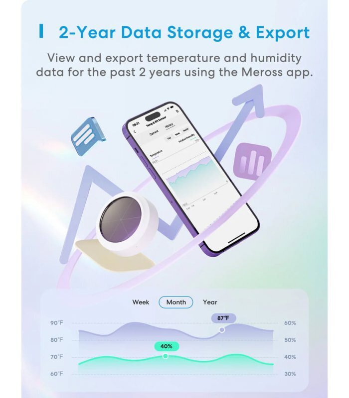 Meross išmanus temperatūros ir drėgmės sensorius kaina ir informacija | Davikliai, jutikliai | pigu.lt