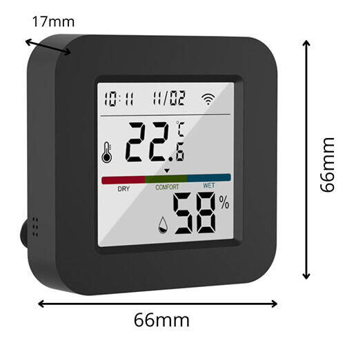 Wifi Tuya temperatūros ir drėgmės jutiklis kaina ir informacija | Drėgmės, temperatūros, pH, ORP matuokliai | pigu.lt