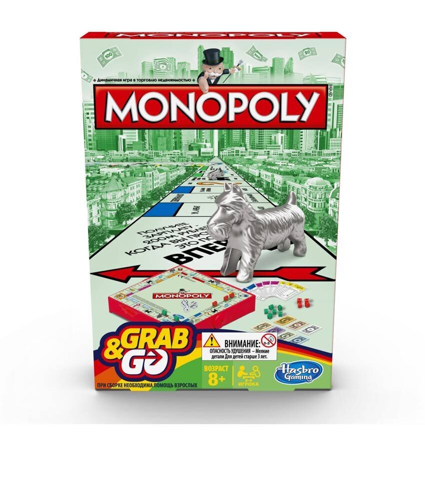 Stalo žaidimas Monopoly Grab&Go Hasbro Gaming, RU kaina ir informacija | Stalo žaidimai, galvosūkiai | pigu.lt