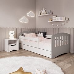 Кровать классическая 1 серая с ящиком, с матрасом 180/80 цена и информация | Детские кровати | pigu.lt