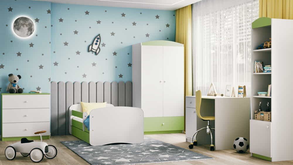 Vaikiška lova su stalčiumi ir čiužiniu Kocot Kids BabyDreams, žalia цена и информация | Vaikiškos lovos | pigu.lt