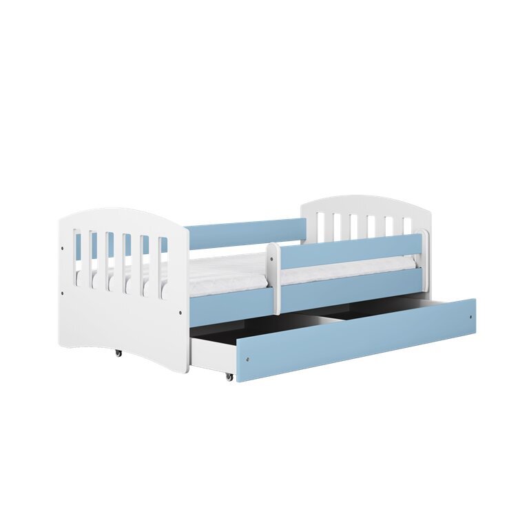 Vaikiška lova su stalčiumi ir čiužiniu Kocot Kids Classic 1, mėlyna kaina ir informacija | Vaikiškos lovos | pigu.lt