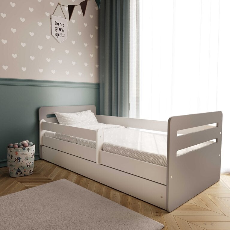 Vaikiška lova su stalčiumi ir čiužiniu Kocot Kids Tomi, pilka kaina ir informacija | Vaikiškos lovos | pigu.lt