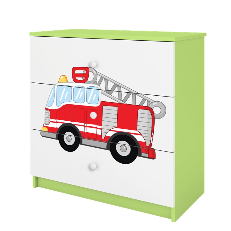 Žalia Komoda babydreams gaisrinė mašina kaina ir informacija | Komodos | pigu.lt