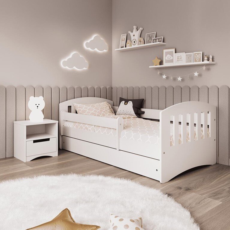 Vaikiška lova su stalčiumi be čiužinio Kocot Kids Classic 1, balta kaina ir informacija | Vaikiškos lovos | pigu.lt