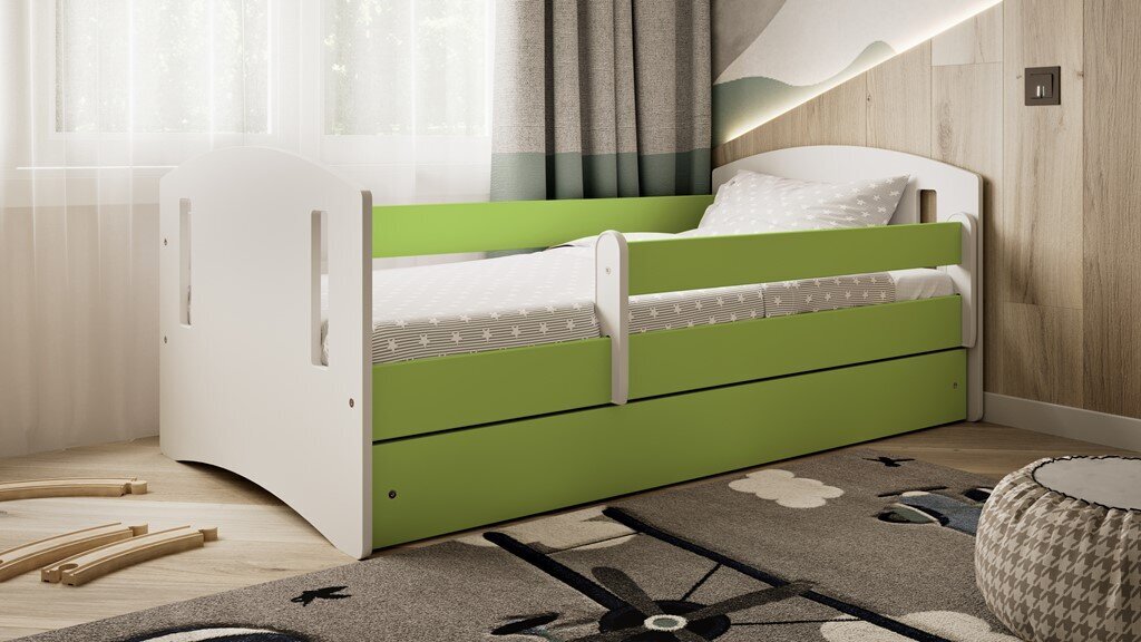 Vaikiška lova be stalčiaus su čiužiniu Kocot Kids Classic 2, žalia kaina ir informacija | Vaikiškos lovos | pigu.lt