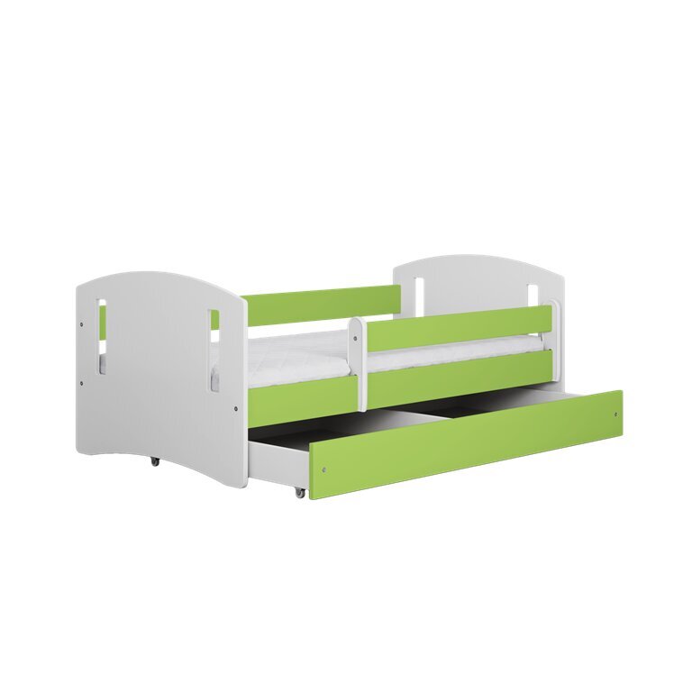 Vaikiška lova su stalčiumi ir čiužiniu Kocot Kids Classic 2, žalia цена и информация | Vaikiškos lovos | pigu.lt