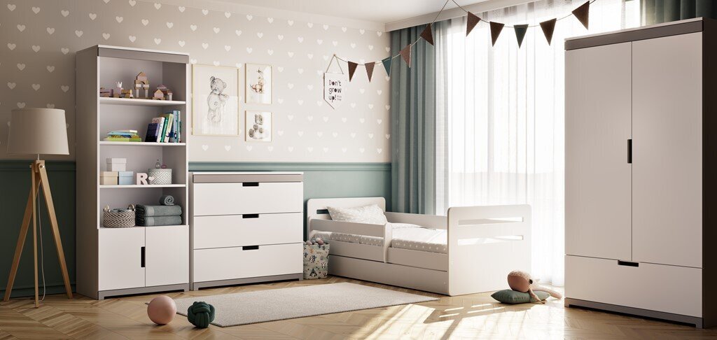 Vaikiška lova be čiužinio ir stalčiaus Kocot Kids Tomi, balta kaina ir informacija | Vaikiškos lovos | pigu.lt