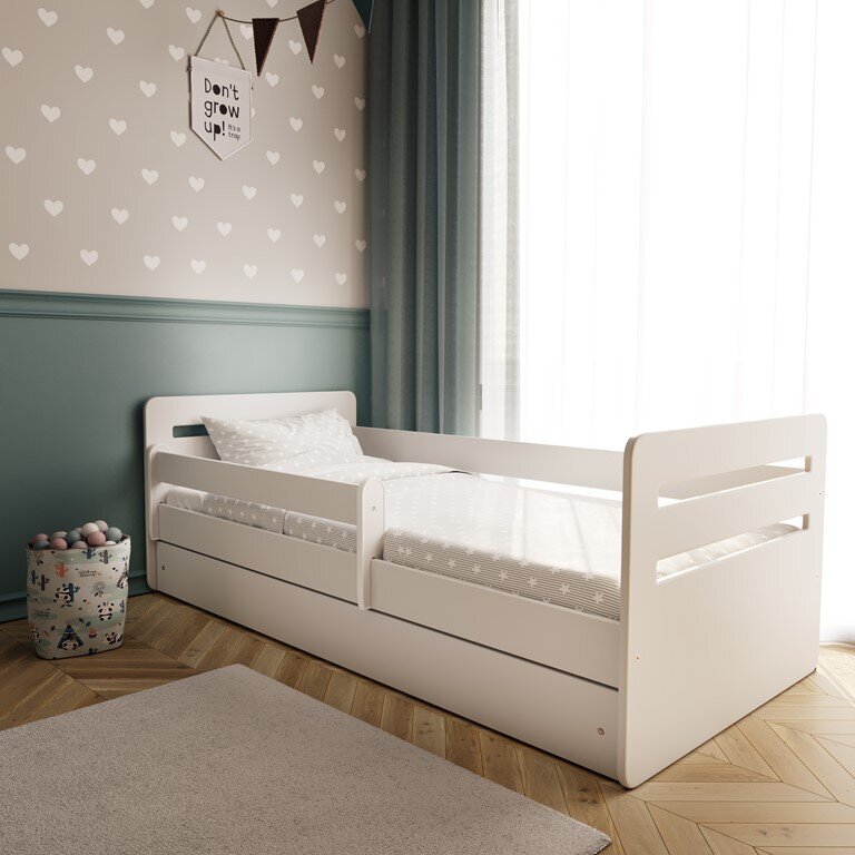 Vaikiška lova be stalčiaus su čiužiniu Kocot Kids Tomi, balta kaina ir informacija | Vaikiškos lovos | pigu.lt
