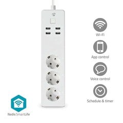 Nedis SmartLife Power Strip WiFi | 3x kištukas 4 | USB | 3680W kaina ir informacija | Adapteriai, USB šakotuvai | pigu.lt