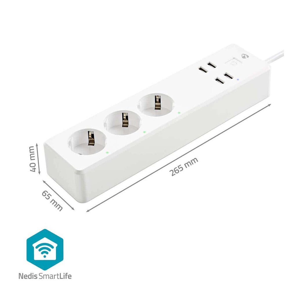 Nedis SmartLife Power Strip WiFi | 3x kištukas 4 | USB | 3680W kaina ir informacija | Adapteriai, USB šakotuvai | pigu.lt