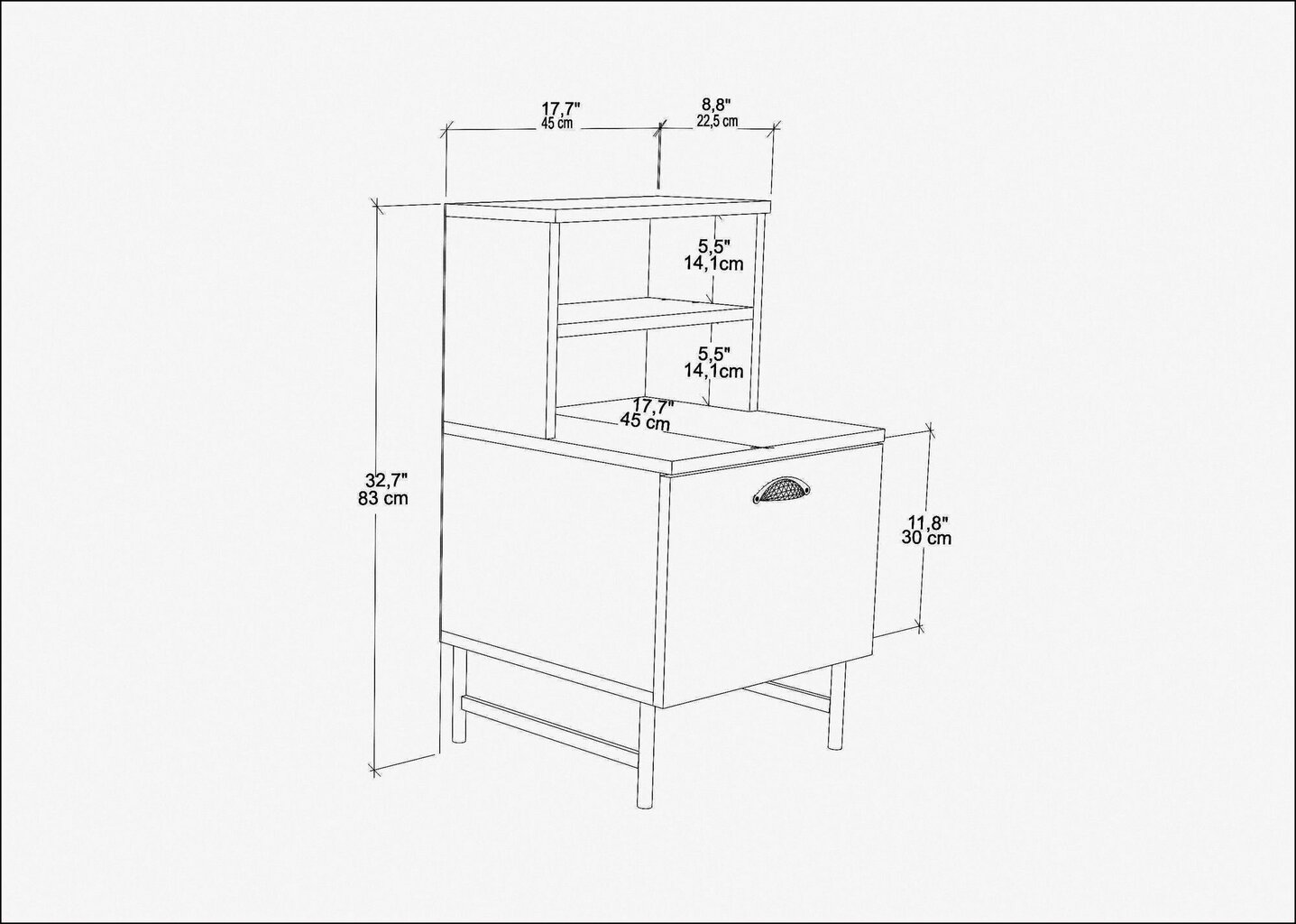 Naktinis staliukas Asir, 45x83x22,5 cm, rudas/baltas kaina ir informacija | Spintelės prie lovos | pigu.lt