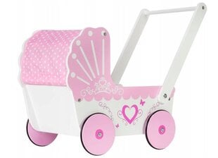 Деревянная кукольная коляска розовая цена и информация | Игрушки для девочек | pigu.lt