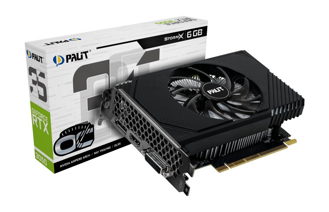 Palit GeForce RTX 3050 StormX OC (NE63050S18JE-1070F) цена и информация | Vaizdo plokštės (GPU) | pigu.lt